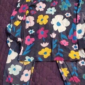 Hanna Andersson Blue and Pink Pajamas-A Bit Worn At Knees, Still Has A Lot Of Li